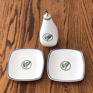 Dansk Oil Dipping Set Cruet and 2 Small Plates.